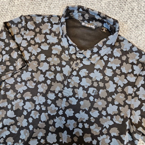 TravisMathew Other - TravisMathew Mens XL Blue Floral Polo‎ Shirt Short Sleeve Golf Casual Black XL